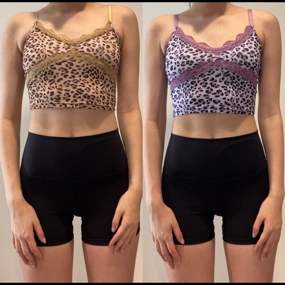 Bundle of 2 Y2K lace trim cropped camis